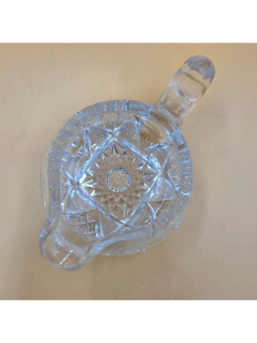 American Brilliant Cut Glass Sugar Creamer Set Hobstar Fan Crosshatch ABP - Picture 11 of 16
